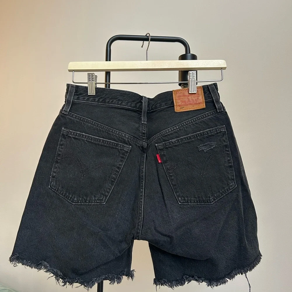 Levi's Black Distressed Jean Shorts - Picture 2 of 3